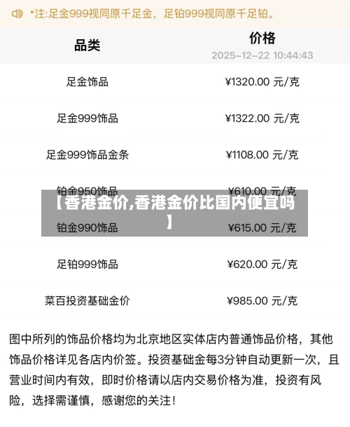 【香港金价,香港金价比国内便宜吗】