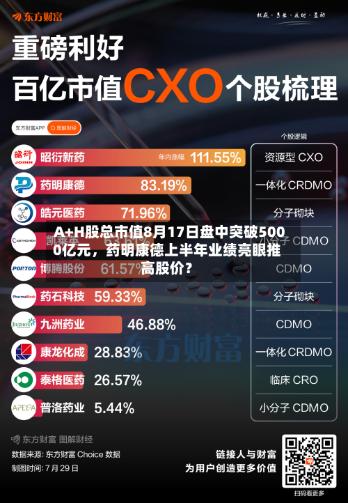 A+H股总市值8月17日盘中突破5000亿元，药明康德上半年业绩亮眼推高股价？-第2张图片