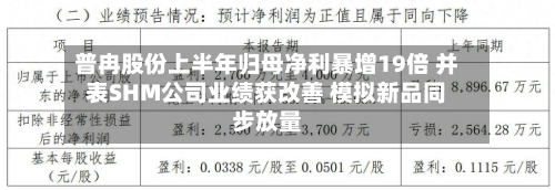 普冉股份上半年归母净利暴增19倍 并表SHM公司业绩获改善 模拟新品同步放量