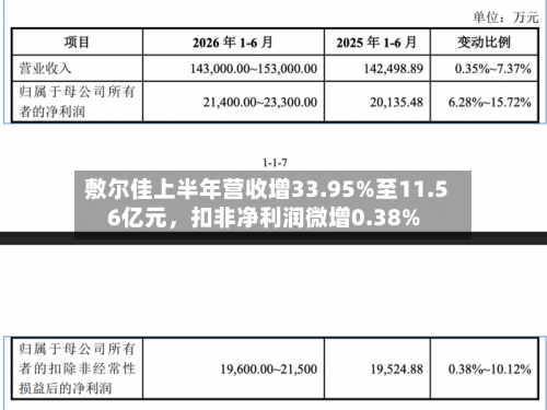 敷尔佳上半年营收增33.95%至11.56亿元，扣非净利润微增0.38%-第2张图片
