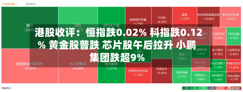 港股收评:恒指跌0.02% 科指跌0.12% 黄金股普跌 芯片股午后拉升 小鹏集团跌超9%-第1张图片