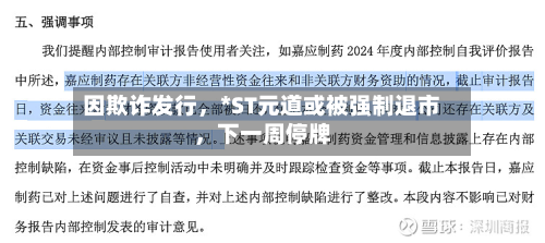 因欺诈发行	，*ST元道或被强制退市，下一周停牌-第2张图片