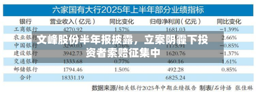 文峰股份半年报披露，立案阴霾下投资者索赔征集中