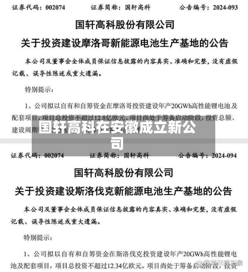 国轩高科在安徽成立新公司