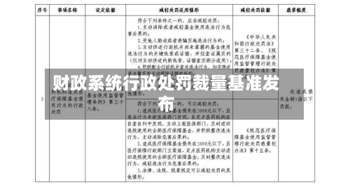 财政系统行政处罚裁量基准发布