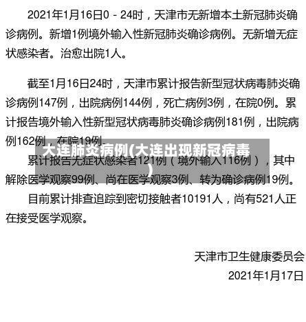 大连肺炎病例(大连出现新冠病毒)-第2张图片