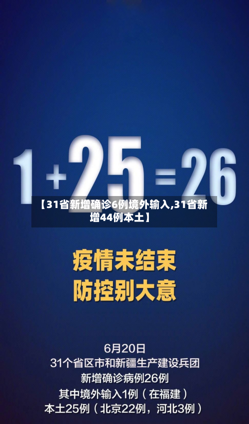 【31省新增确诊6例境外输入,31省新增44例本土】