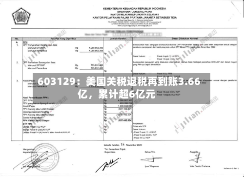 603129：美国关税退税再到账3.66亿	，累计超6亿元-第3张图片