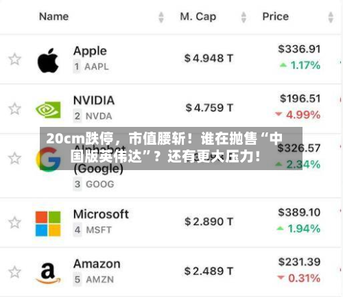 20cm跌停，市值腰斩！谁在抛售“中国版英伟达	”？还有更大压力！-第2张图片