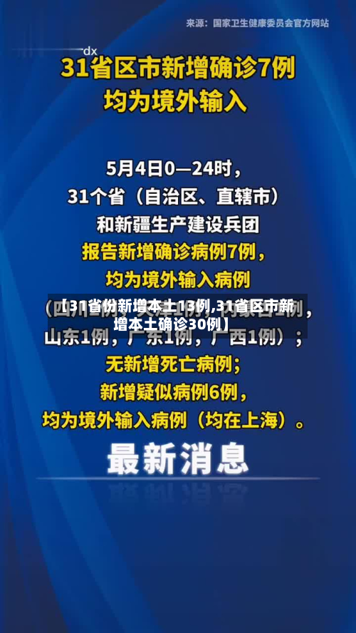 【31省份新增本土13例,31省区市新增本土确诊30例】-第2张图片