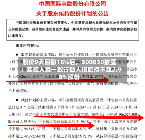 股价9天回撤18%后，300830披露：实控人及一致行动人拟减持不超2.98%股份-第2张图片