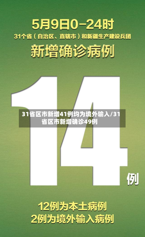 31省区市新增41例均为境外输入/31省区市新增确诊49例